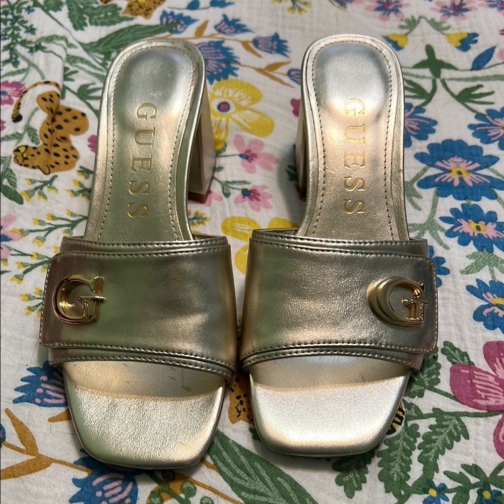 Guess Gold Mules with Metallic Finish